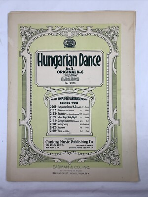Hungarian Dance No. 2, Original No 6, Simplified By BRAHMS Toronto 1924 #2263