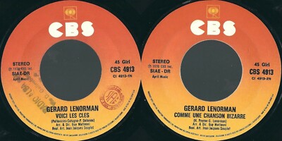 45 GIRI   GÉRARD LENORMAN    VOICI LES CLÉS // COMME UNE CHANSON BIZARRE     §§§
