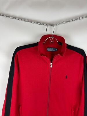 Polo Ralph Lauren vintage red black stripes full zip cotton jacket