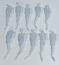 Set of 10 Clear Acrylic Christmas Beaded Icicle Ornaments