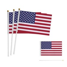 5 Pack Small American Flags on Stick 5x8 Inch Yard Flag/ Hand Held Flag