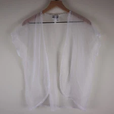 Vintage Women's Delicates Lingerie Short Robe White Lace Cover Up Medium 23x25