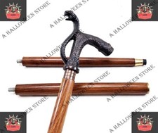 Walking Stick Victorian King Cobra Snake Head Handle Wooden Shaft Nautical Cane