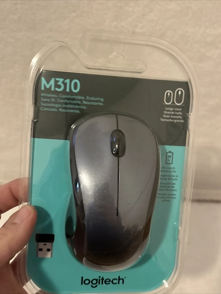Logitech M310 Advanced Full Size Wireless Mouse Black/Gray NEW SEALED FREE SHIP - Image 3 of 4