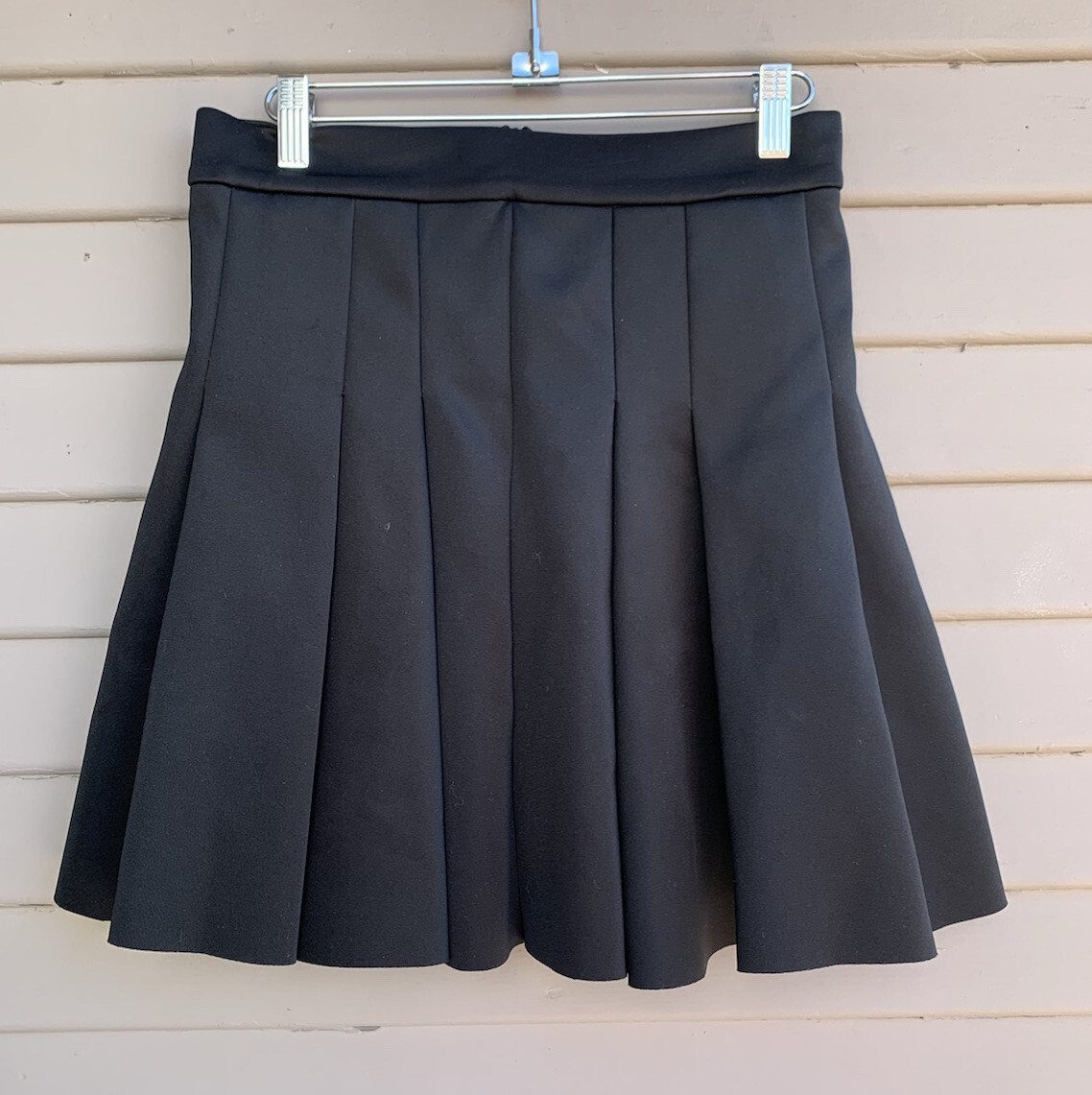 T ALEXANDER WANG Black Neoprene Box Pleated Short Length