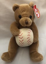 Ty Beanie Baby 2005 SHORTSTOP Brown Bear with a Baseball wTAGS