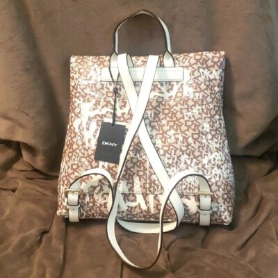 DKNY Tilly Flap Backpack - Tan/Cream - NWT DKNY Backpack Brown Bags & Handbags for Women for sale | eBay main image 4