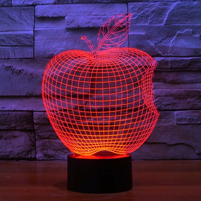3D Optical Illusion Apple lamp 7 Colors Changing Touch Switch Night Light Decor