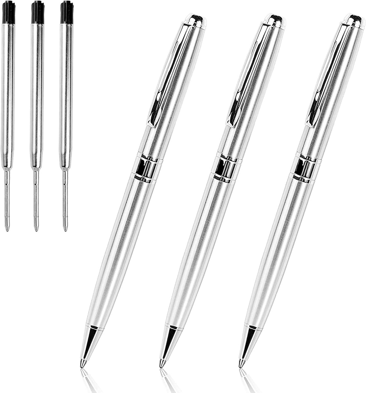 Ballpoint Pens Metal Pen - Silver Pens Black Nice Pens for Gift Business Men Pol-image