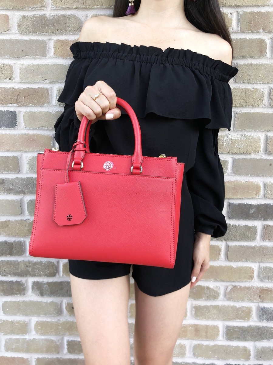 Tory Burch Robinson Small Double Zip Tote Satchel Crossbody Bag