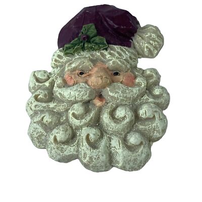 Old World Look Santa Tie Tack Pin Brooch Jewelry Curly Beard Cap Vintage 