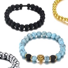 Lau-Fashion Perlen Armband Glas Matt Schwarz ...