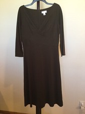 Women’s ANN TAYLOR LOFT V-neck 3/4 Sleeve Brown Mid-calf Dress Size 10