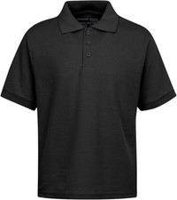 Boy's School Uniform Short Sleeve Black Polo Shirt TAGLESS Sizes, 4-14 NWT