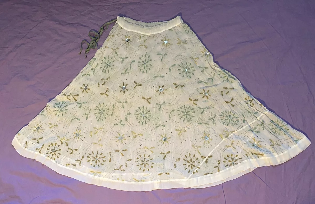 NWT CHAN LUU Mirrored Embellished Maxi Gypsy Skirt Size S 345