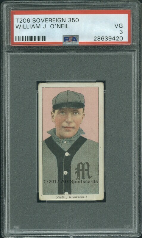 1910 T206 ML William O'Neil PSA 3 (9420) Sovereign 350