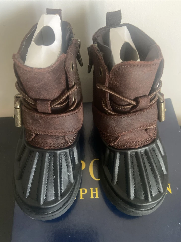 Polo Ralph Lauren Oslo Botas Alta Couro Biqueira de Borracha com Tampa Infantil Tamanho 7 - Imagem 2 de 4