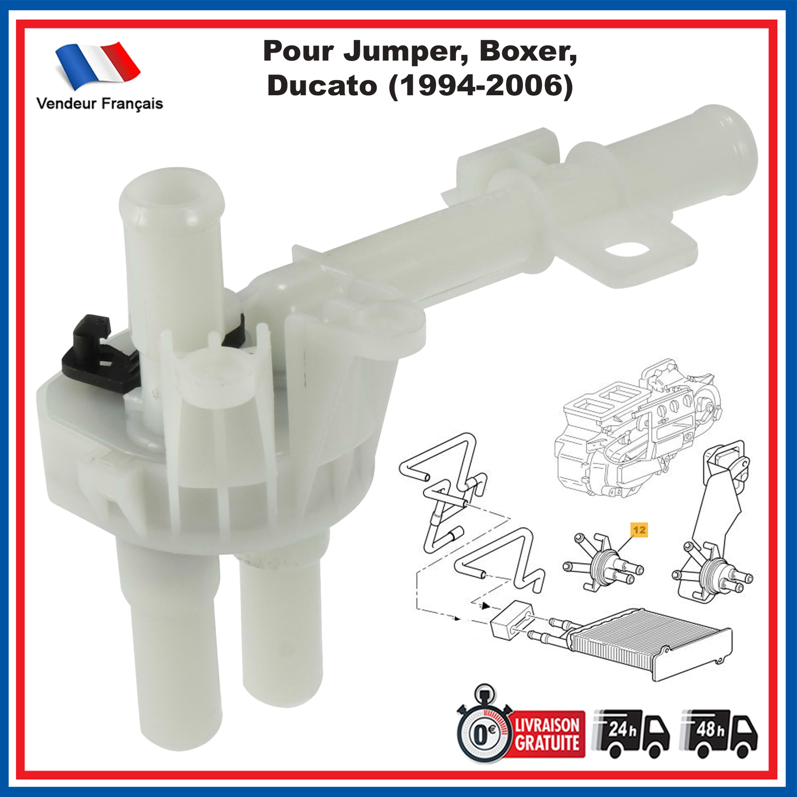 Vanne de chauffage de liquide de refroidissement pour Ducato, Boxer et Jumper