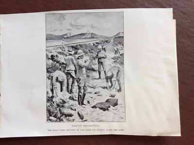 B9d Ephemera 1900er Bild Burenkrieg Buren zerstören den Postzug