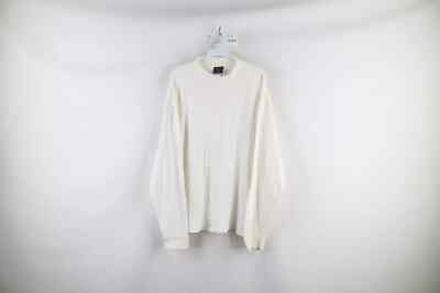 Vintage 90s Streetwear Mens XLT Blank Mock Neck Long Sleeve T-Shirt White USA
