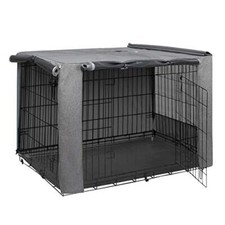 Folding Metal Dog Crate Cover for 36 Inch Wire Pet CageTwo-Tone Gray