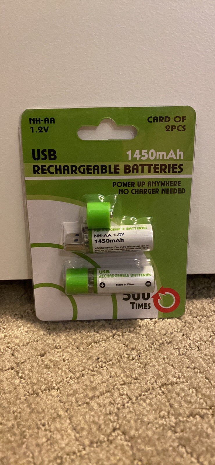 AA Rechargeable Batteries (Flip Top Recharges USB) 2 PACK (4 Batteries)-image