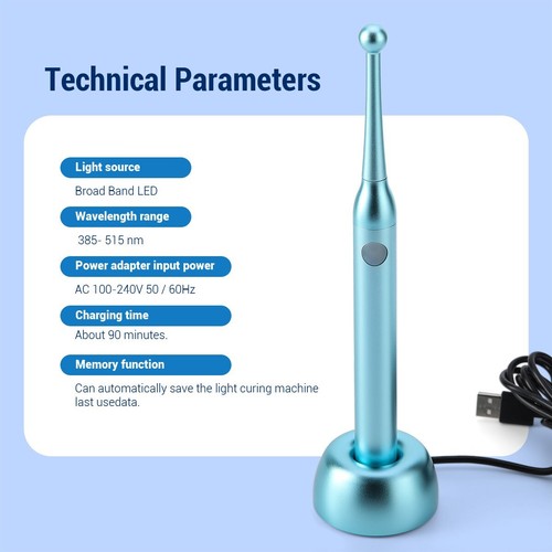 Dental Cordless LED Curing Light Lamp Resin Cure Lamp 2300mW Black/Blue - Picture 2 of 32
