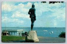 Postcard Massachusetts Plymouth Harbor Massasoit Statue 13A