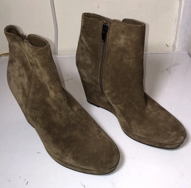 Botín de cuña Via Spiga Made In Italy para mujer con cremallera lateral tostado talla 8B Foto 3 de 4