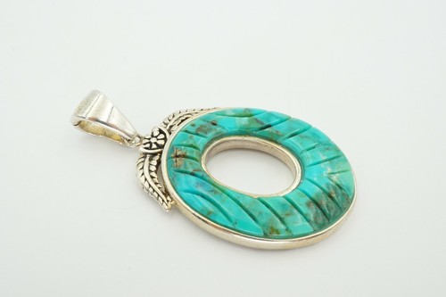 BBJ Sterling Silver 925 Turquoise Hinged Bail Pendant - Picture 2 of 8