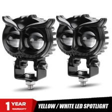 2x Motorcycle LED Spot Light Auxiliary Headlight Driving Fog Lamp Yellow+White