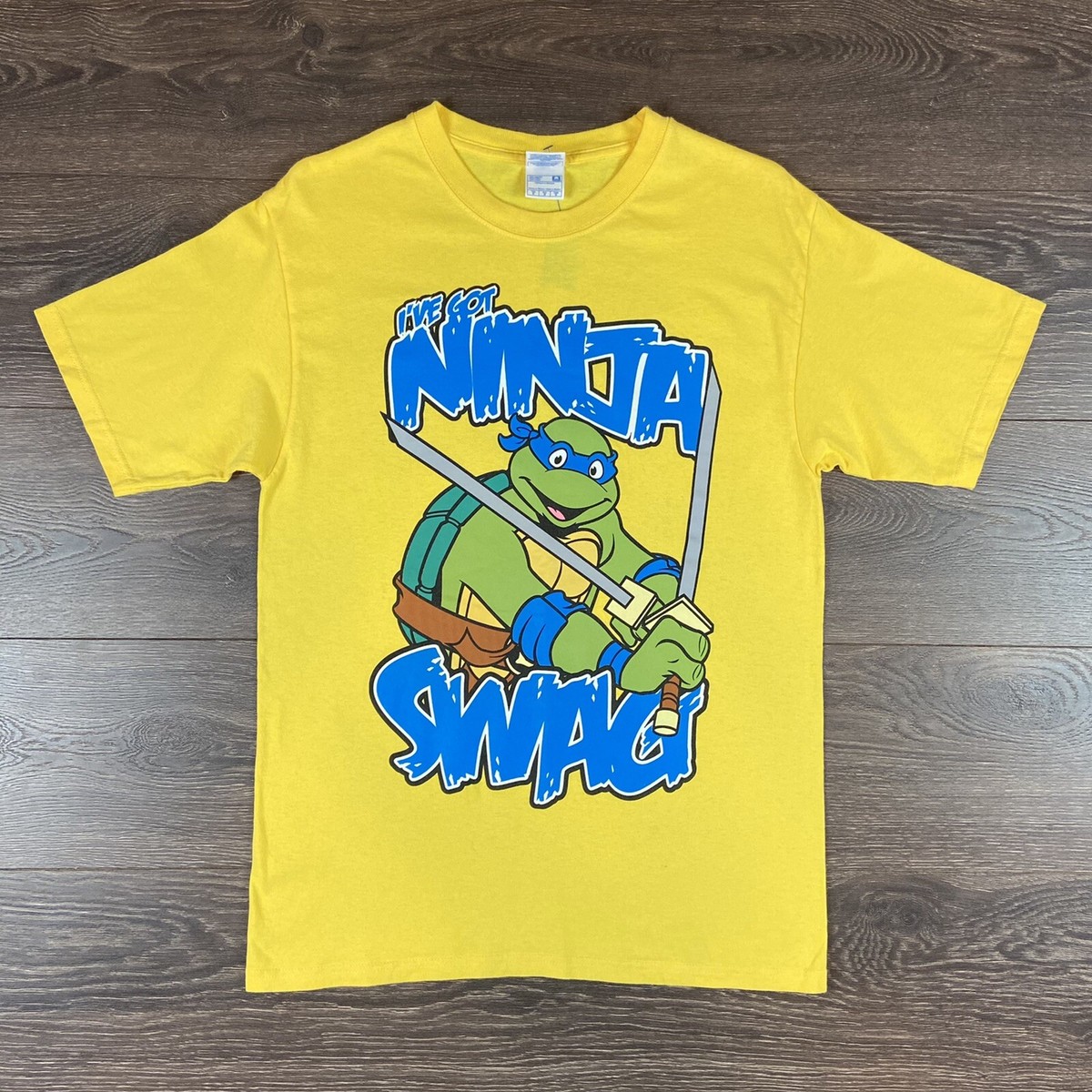 Teenage Mutant Ninja Turtle Leonardo “I’ve Got Ninja Swag Yellow Medium  Shirt