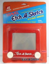 OHIO ART VTG 80's TRAVEL ETCH A SCETCH MAGIC DRAWING SCREEN "AS" GREEK VERSION