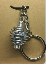 Handmade Retro 1.5" Cage Pendant Glass Marble Attached to 3" SS Keychain 1956