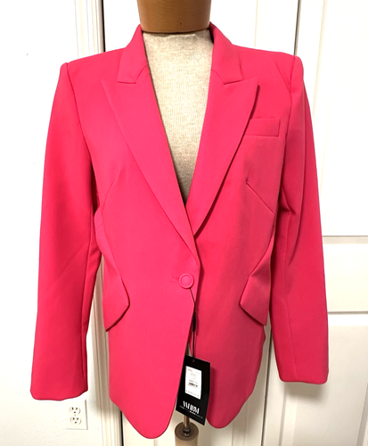 New White House Black Market Editor One Button Blazer Sz 10 Hot Pink MSRP $220