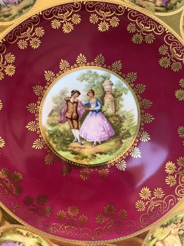 JK Decor Carlsbad Fragonard Courting Couple Large Porcelain Plate Platter - Picture 2 of 11