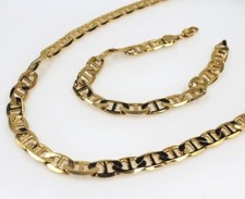 60 g HEAVY 9 MM 18K Gold Filled Men's Figaro Bracelet  Necklace 22"9" Chain Set