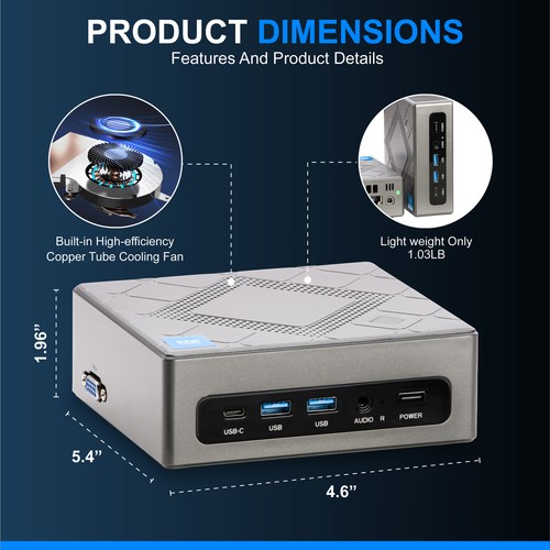 Mini PC High End Nano 4K Arbeits & Büro Computer | Wlan und Bluetooth | Desktop - Bild 4 von 35