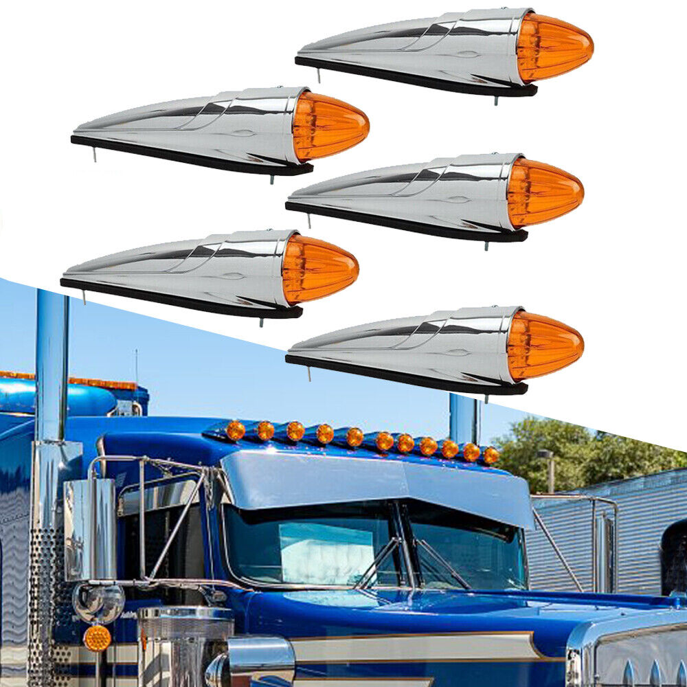 5Pcs LED Amber Cab Marker Clearance Roof Running Top Light 5Pcs LED Amber Cab Marker Clearance Roof Running Top Light