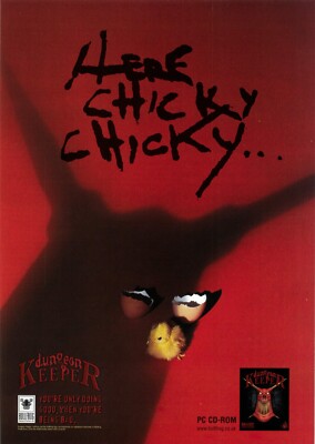 1997 Dungeon Keeper Here Chicky (PC) A4 Vintage Print Ad/Poster, Official Art