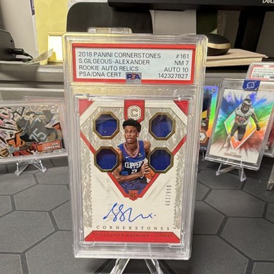Panini 2018 Cornerstones Shai Gilgeous-Alexander RC Auto Mem PSA 7/10 #161/199