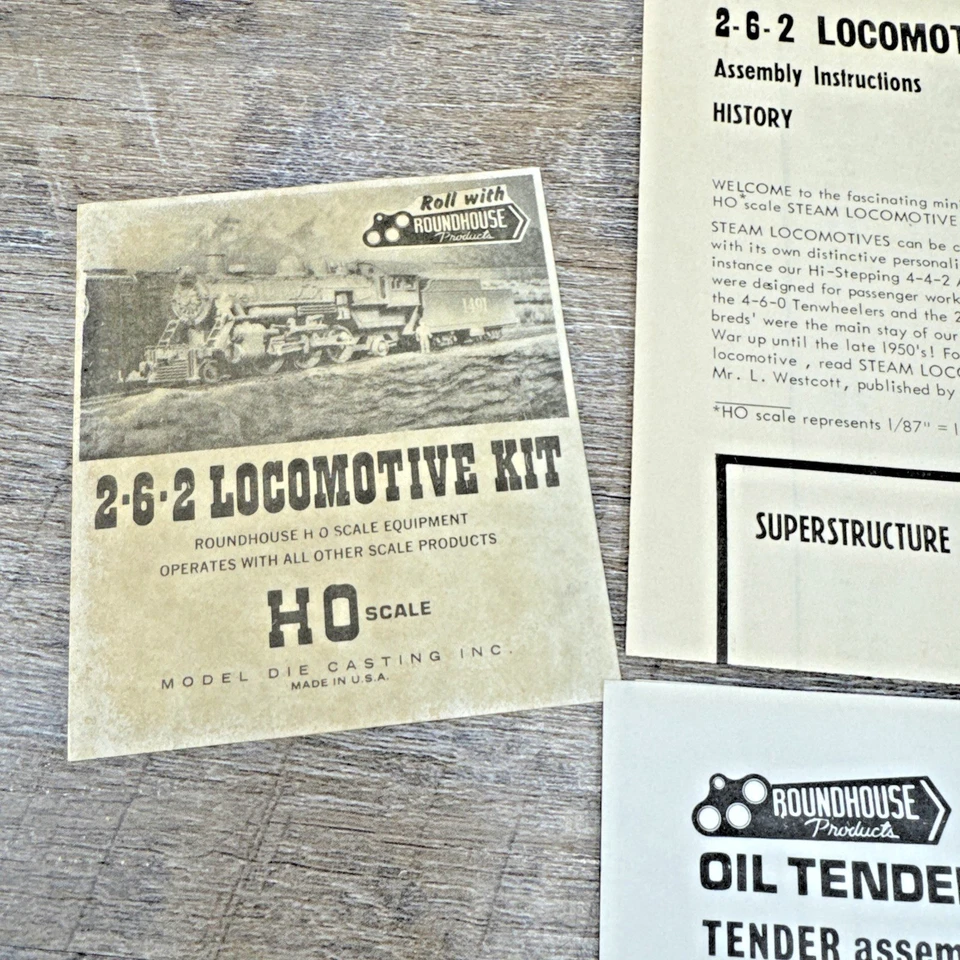 Vintage Roundhouse HO Scale 2-6-2 Locomotive Kit w/ 1010 Tender - Unassembled - Image 2 of 4