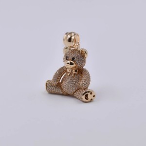 Authentic Unique 2.45Ct Lab Created Diamond Round TEDDY BEAR Pendant 14k Rose Gold Plated