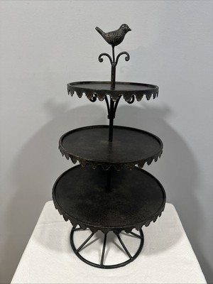 3 Tiered Stand, Wrought Iron And Metal, Diamond View By Sterling Industries