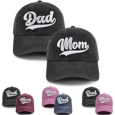 2PCS Mom and Dad Hat,3D Embroidered Adjustable Cotton Baseball Caps Gift for ...