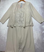 R M Richards Karen Kwong Plus 18W Tan Formal Fly Away Jacket Pant Set Outfit