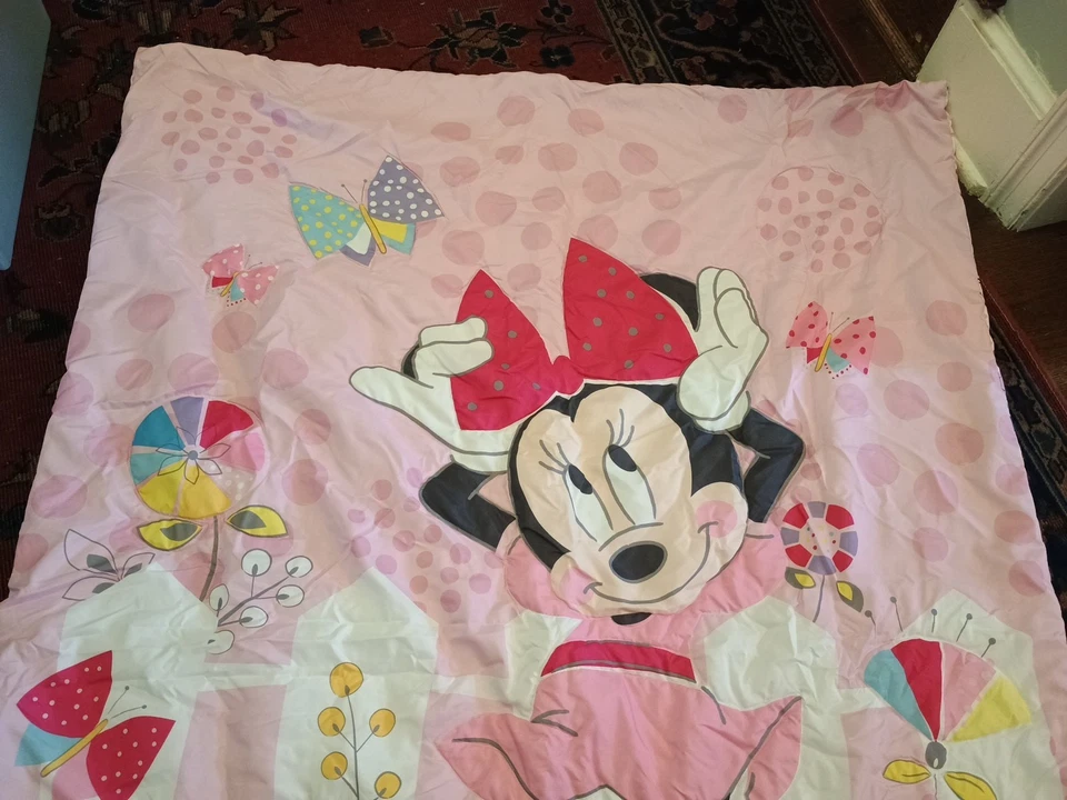 Lote Conjunto Disney Minnie Mouse Figaro Gato Flores Edredón y Sábana Superior Ropa de Cama Niño Foto 2 de 4