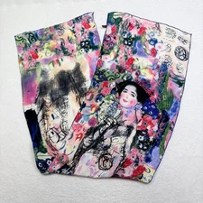 Silk Scarf Gustav Klimt Ria Mark Floral Portrait Luxury Fashion 16x60 Fine Art