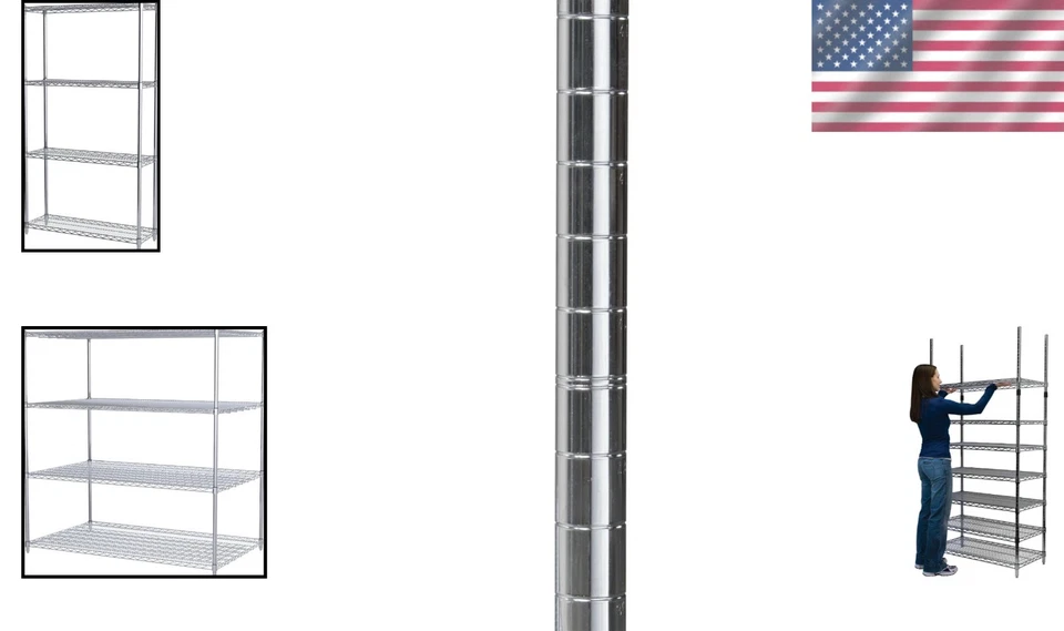 多功能镀铬钢丝架直立杆,63 英寸 - 4 包 — 第 2/4 张图片