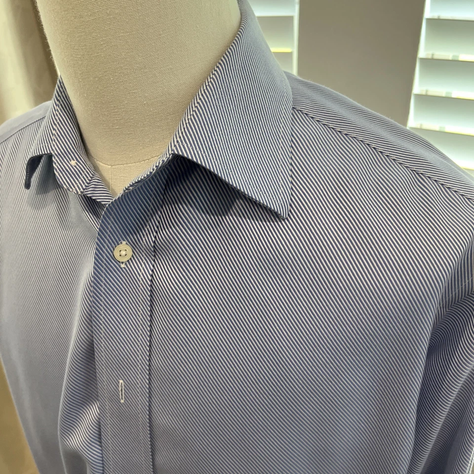 HERMOSA CAMISA DE VESTIR AZUL JOSEPH LYMAN PARA HOMBRE 16/32-33 ¡COMO NUEVA! Foto 4 de 4